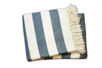 HomeRoots Cream/Slate Cotton/Acrylic Cream and Slate Slanted Stripe Fringed Throw Blanket