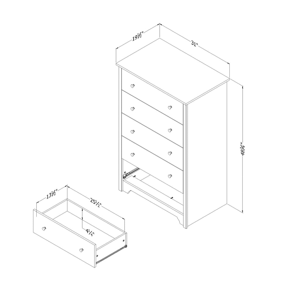 South Shore Vito 5-Drawer Chest Dresser, Natural Ash