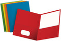 Twin-Pocket Folder, Embossed Leather Grain Paper, Assorted Colors, 25/Box
