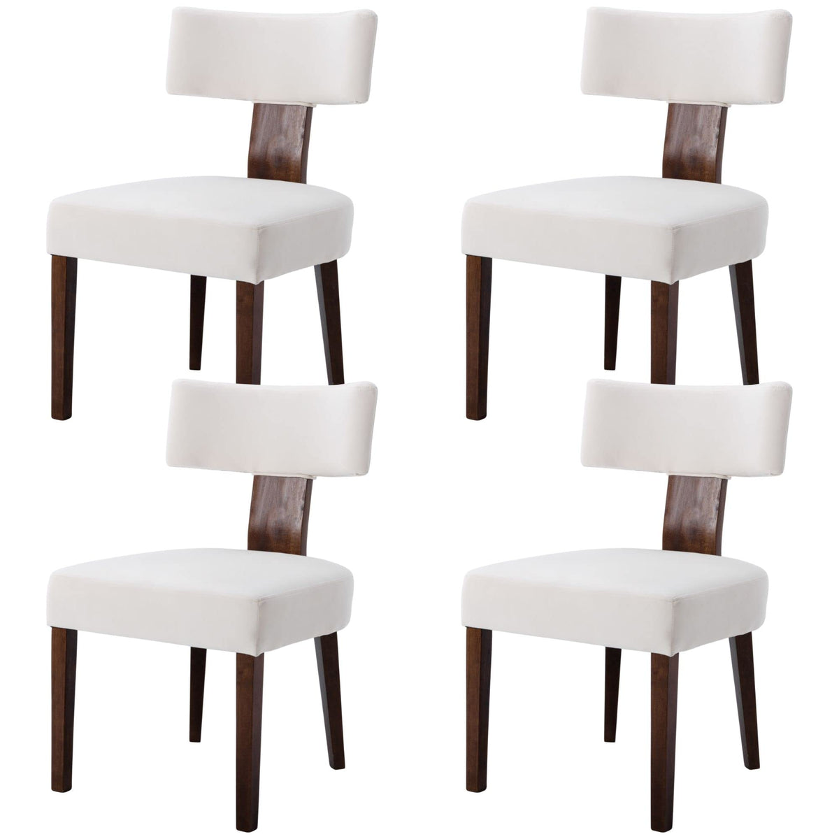 Bestano Modern Dining Chairs Set Of 4, Comfy Upholstered Side Chairs With Wood Legs, Velvet Fabric Dining Chairs With Curved Win