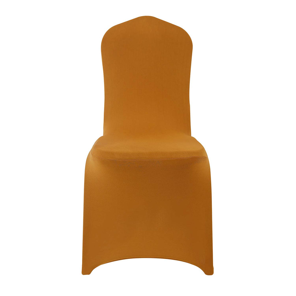 Peomeise 6Pcs Stretch Spandex Chair Cover For Wedding Party Dining Banquet Event (Gold, 6)