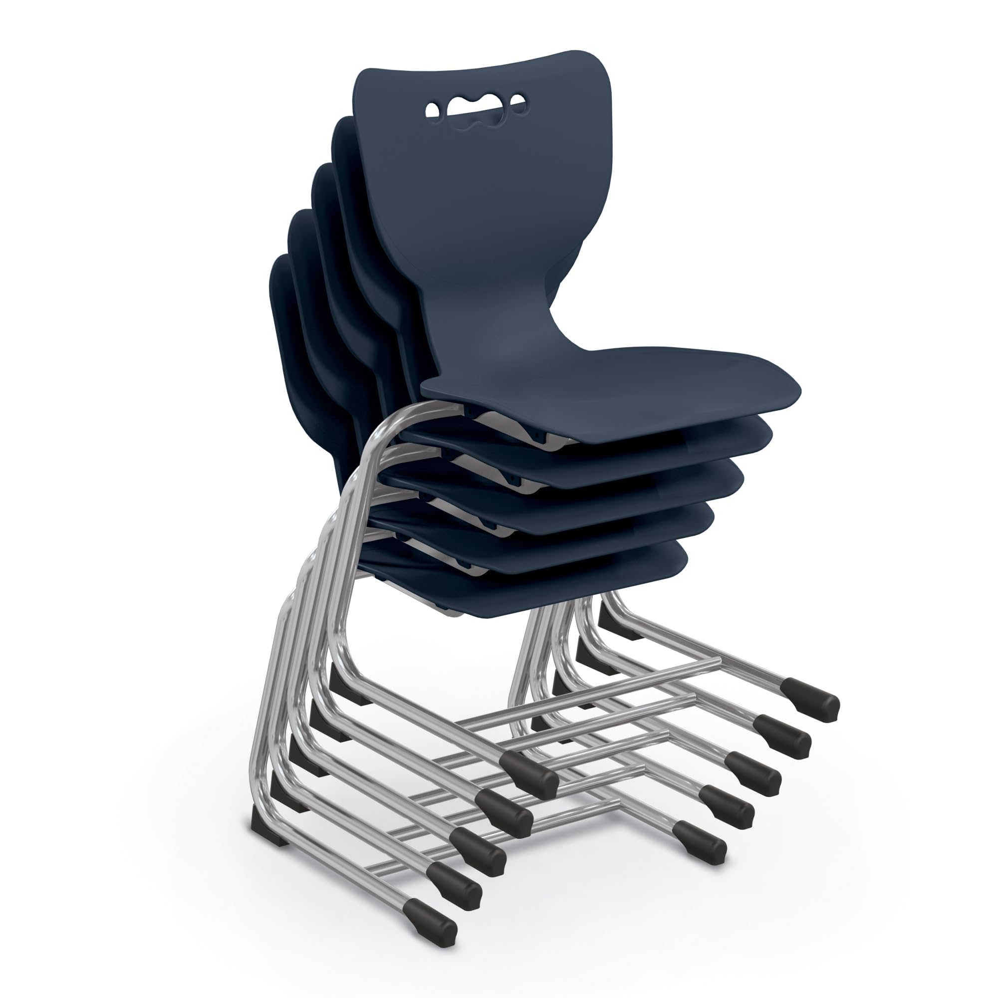 Mooreco 53218-1-Navy: Hierarchy Cantilever School Chair, 18&Quot; Height, Chrome Frame, Navy Shell
