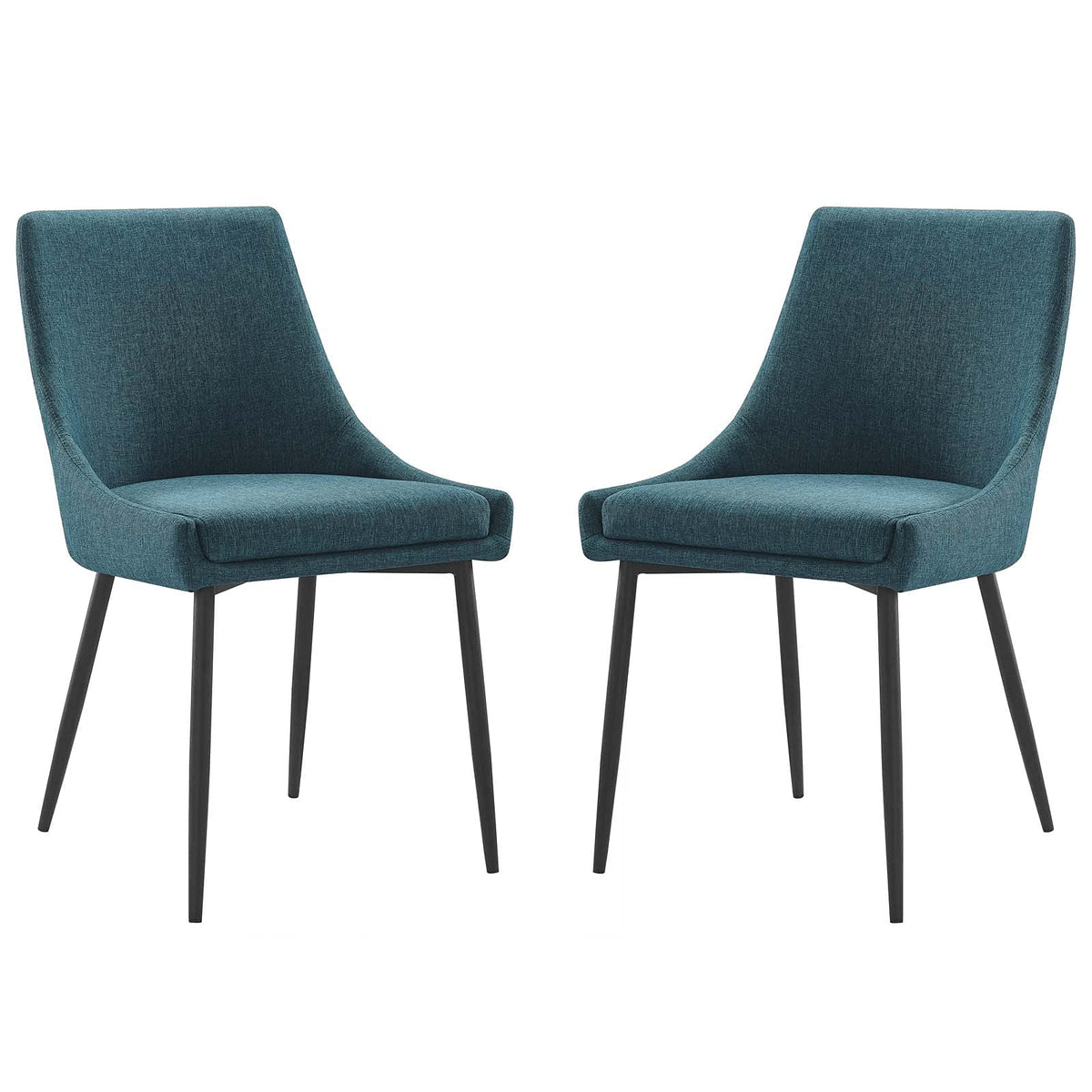 Modway Viscount Upholstered Fabric Side Dining Chairs Set of 2, Black Teal