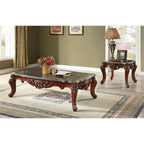 Acme Eustoma Coffee Table in Dark Brown Marble and Walnut