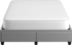 Boyd Sleep Parma Uplift Upholstered Platform Bed Frame Mattress Foundation, Dual Front Storage Drawers, and Strong Wood Slat Supports: Faux Leather, Grey, Full