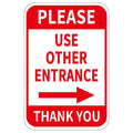 Please Use Other Entrance Sign Aluminum 12X8 Inch Right Arrow Metal Waterproof For Enter Outdoor Business Office 2 Pack
