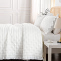 Hiaruo 3-Piece Queen Quilt Set - Soft Warm Ultrasonic Reversible Pleated Ruffled Coverlet Bedspread Set (90 X 90 Inch) With 2 Pi