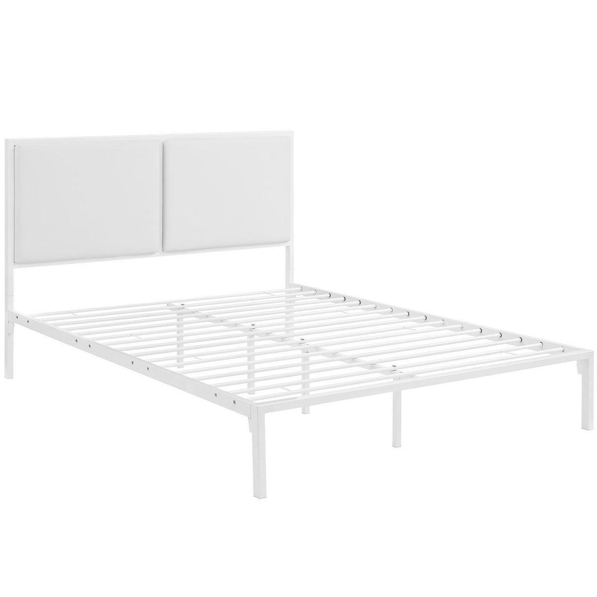 Modway Della Vinyl Bed, King, White/White