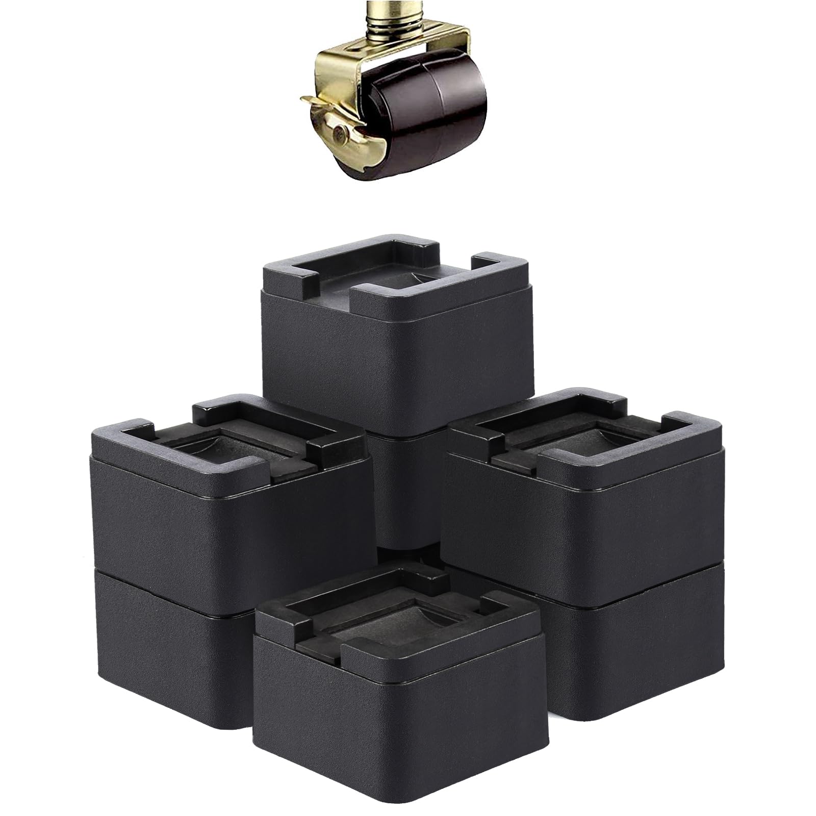 BTSD-home 2 Inch Heavy Duty Bed Risers 4 inch Adjustable Bed Lifts Fits to All Wheels of Furniture, Sofa and Table, Couch Bed Fr