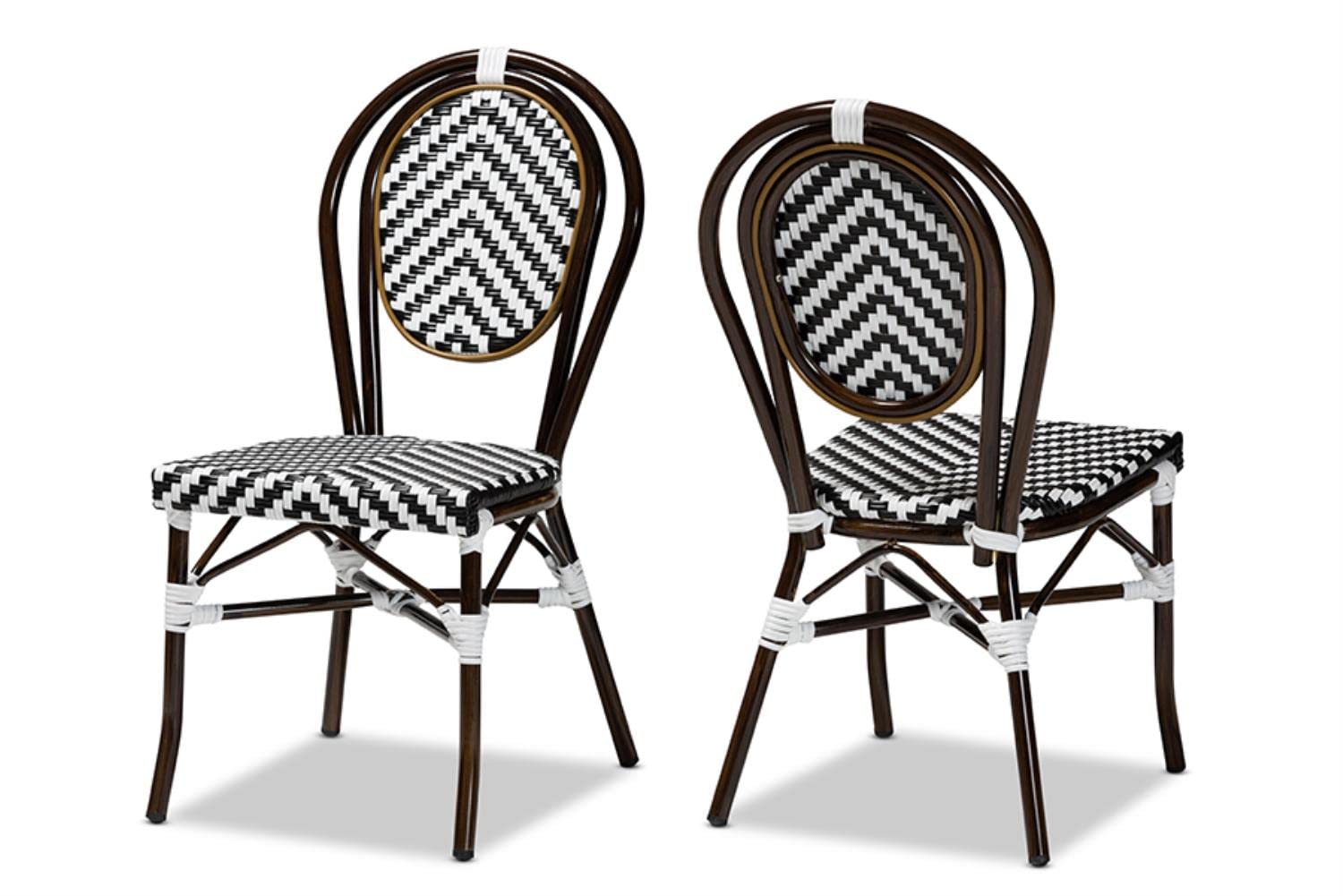 Alaire Weaving and Metal 2-Piece Outdoor Dining Chair Set - Thumbnail 2