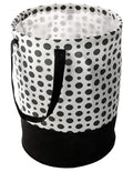 CUTBAZZ Waterproof Round Laundry Bag/Hamper|Foldable Bin & 45 Liter Capicity|Size 37 x 37 x 49, Pack of 1(Black & White),Canvas