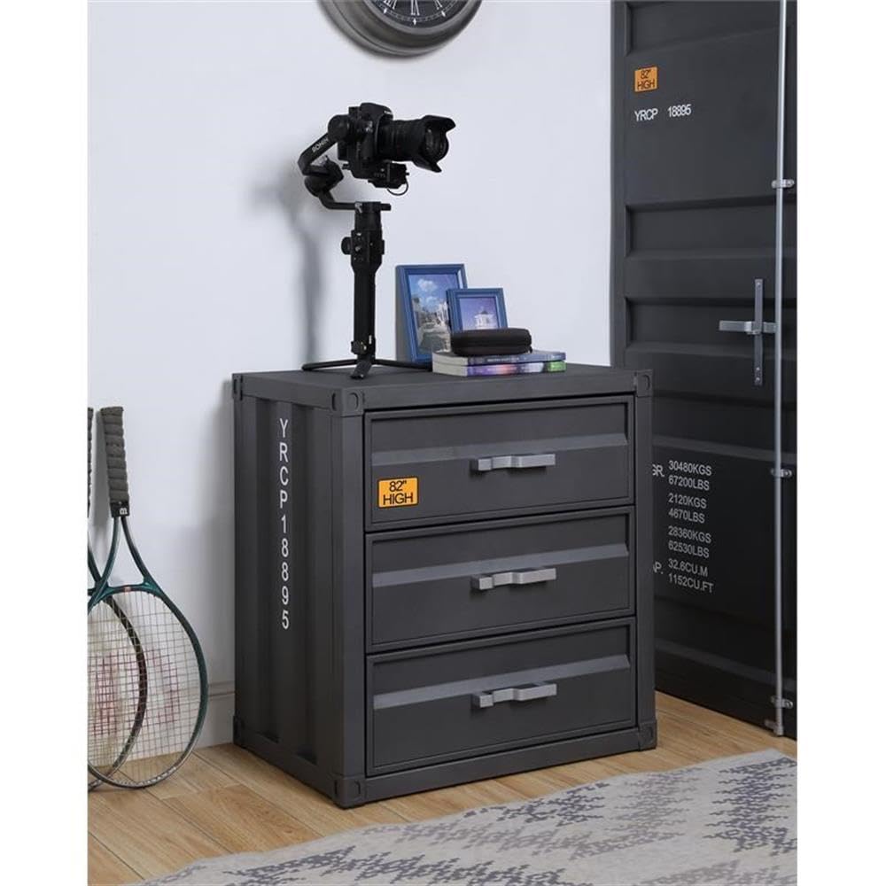 Acme Cargo Container Style Rectangular 3-Drawer Metal Chest - Thumbnail 4