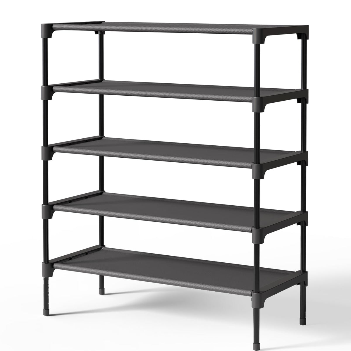 Kitsure Shoe Rack - Premium Non-Woven Shoe Rack Shelf, Shoe Organizer For Closet, Entryway, Garage & Corridor, Sturdy & Durable Long Stackable Shoe Shelves, 2X-Large, Black