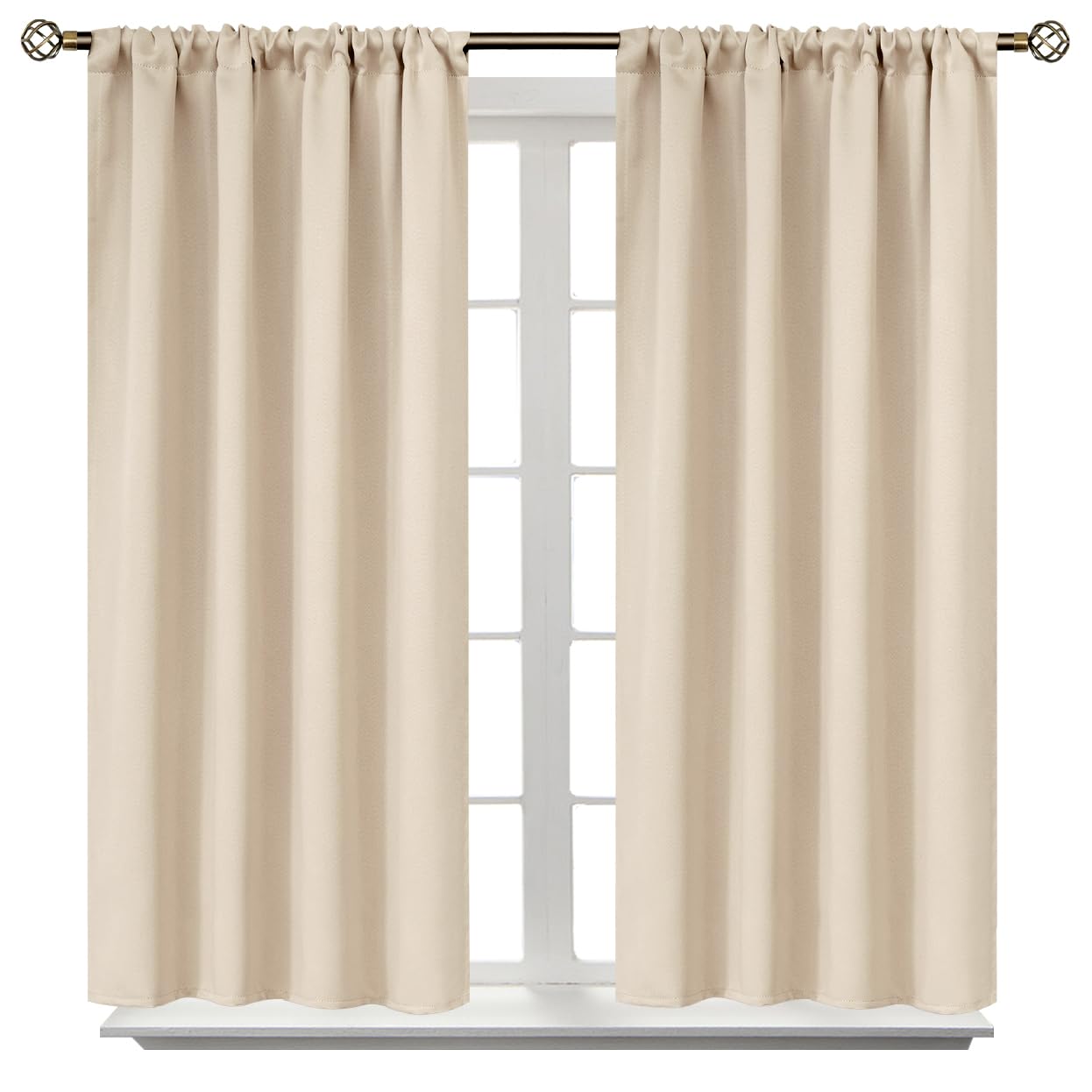 Bgment Short Blackout Curtains 54 Inches Length - Rod Pocket Room Darkening Window Drapes For Bedroom Bathroom Basement Cafe, Ch