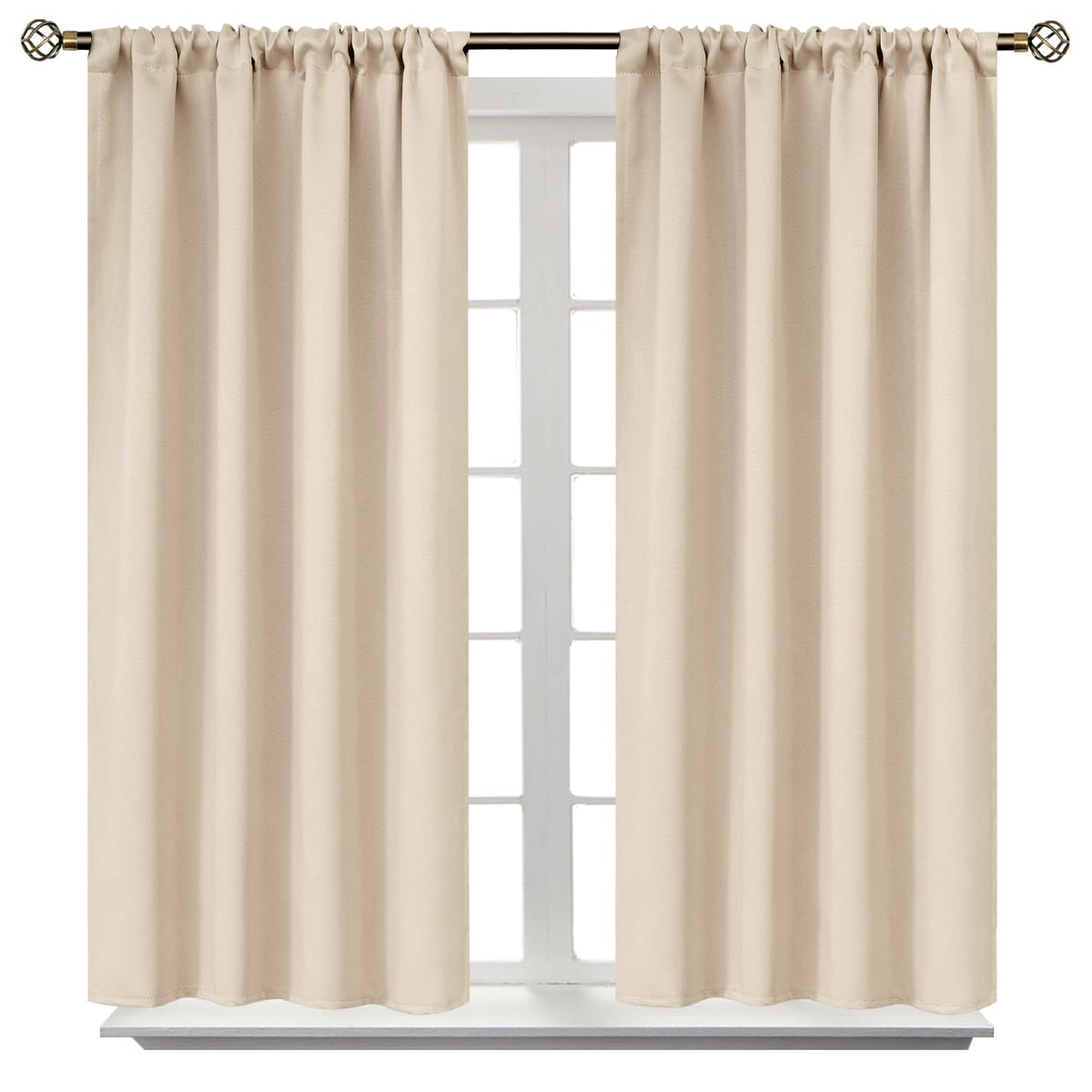 Bgment Short Blackout Curtains 40 Inches Length - Rod Pocket Room Darkening Window Drapes For Bedroom Kitchen Bathroom Basement