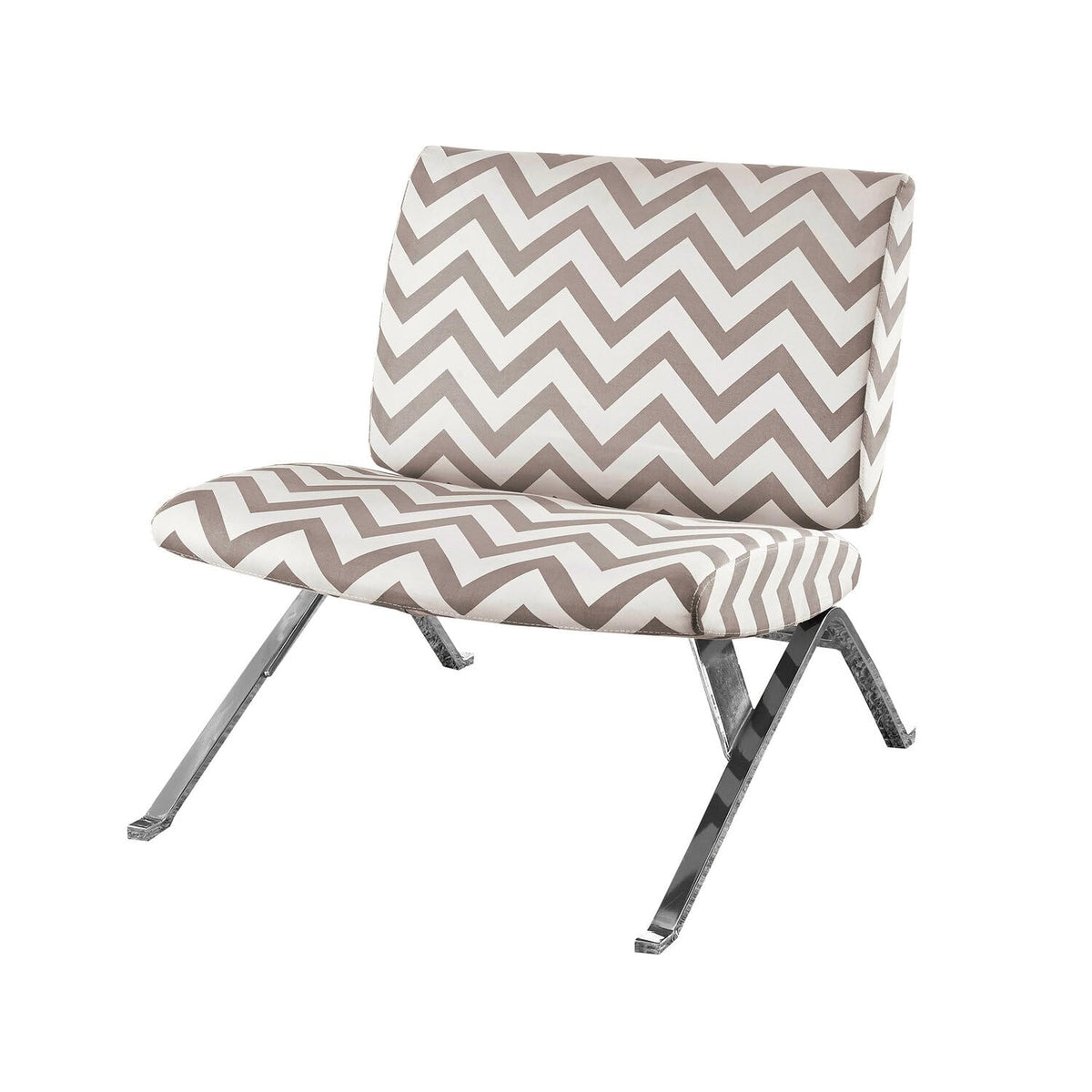 Monarch Specialties Dark Taupe 'Chevron' Fabric/Chrome Metal Accent Chair, 31-Inch