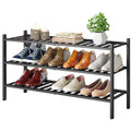 Furshus Long Shoe Rack, 3-Tier Bamboo Stackable Shoe Shelf Storage Organizer, Shoe Stand for Closet, Entryway and Hallway