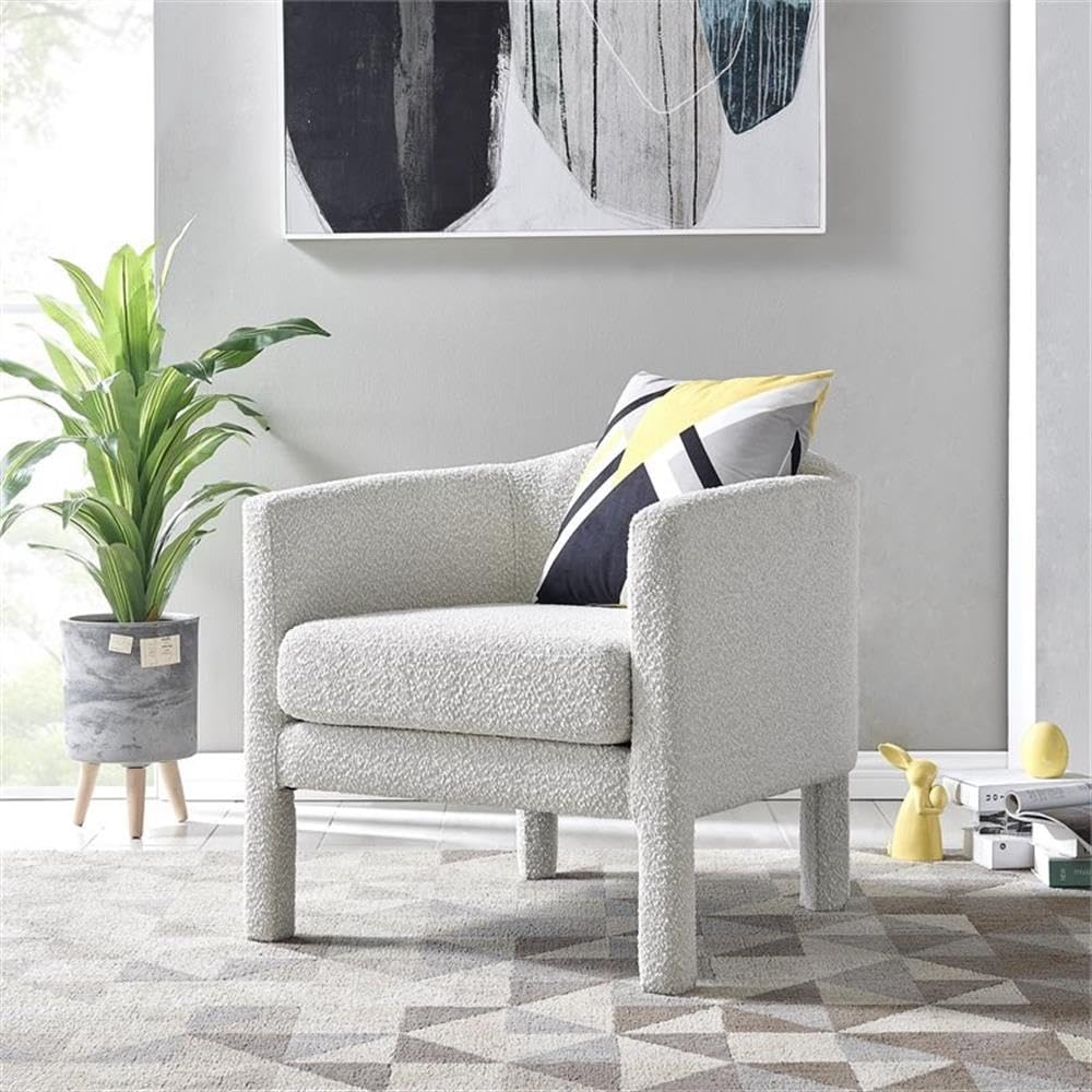 Npd Furniture And More Jennifer Fabric Arm Accent Chair, Boucle Beige