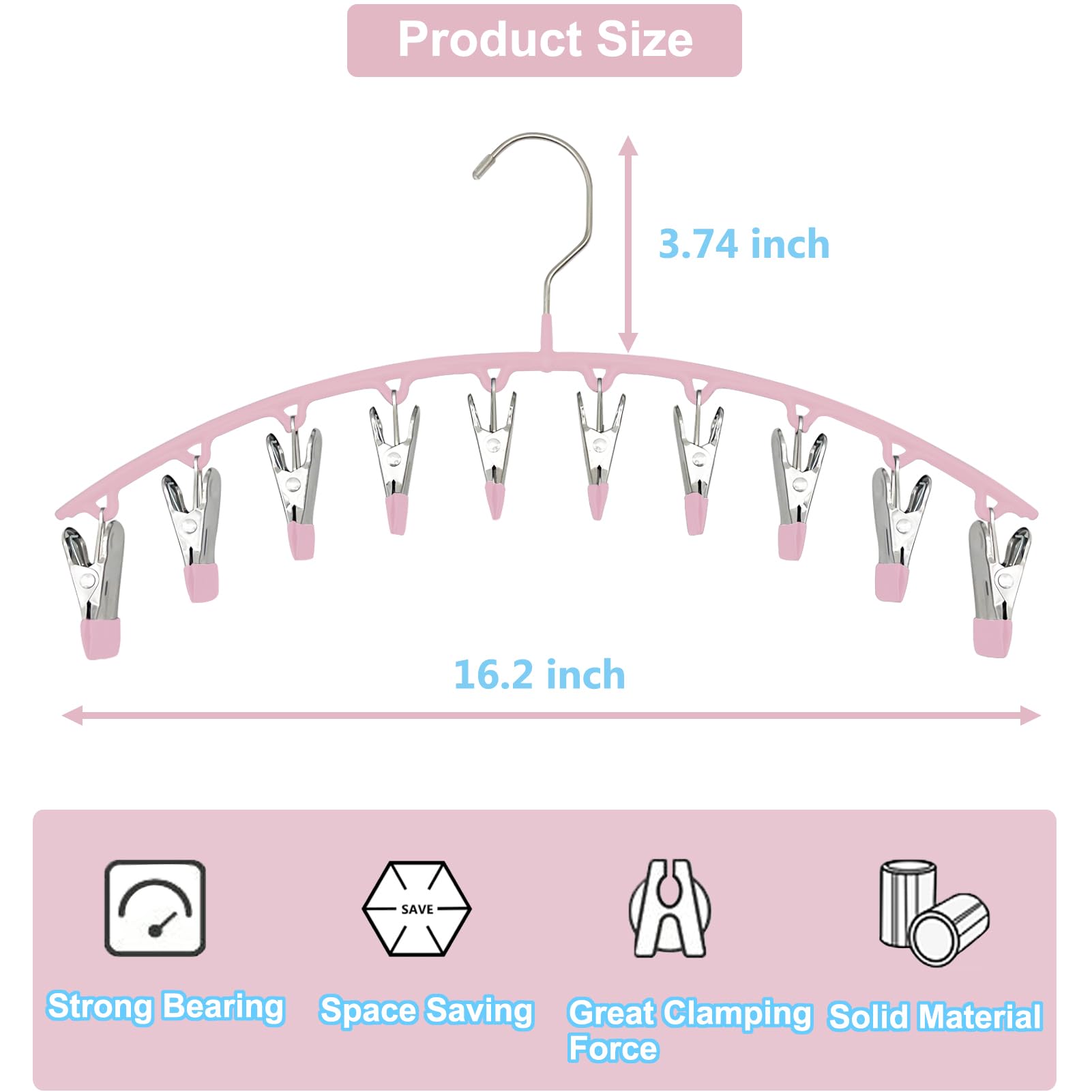 Legging Organizer Closet Organizers And Storage, Pants Hangers Space Saving With 10 Clips, 2 Pack Multi-Function Clothes Hangers