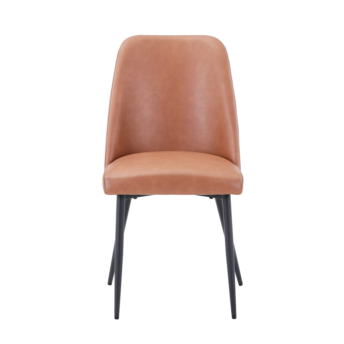 Jofran Maddox Mid-Century Modern Faux Leather Upholstered Dining Chair Set of 2, Light Brown