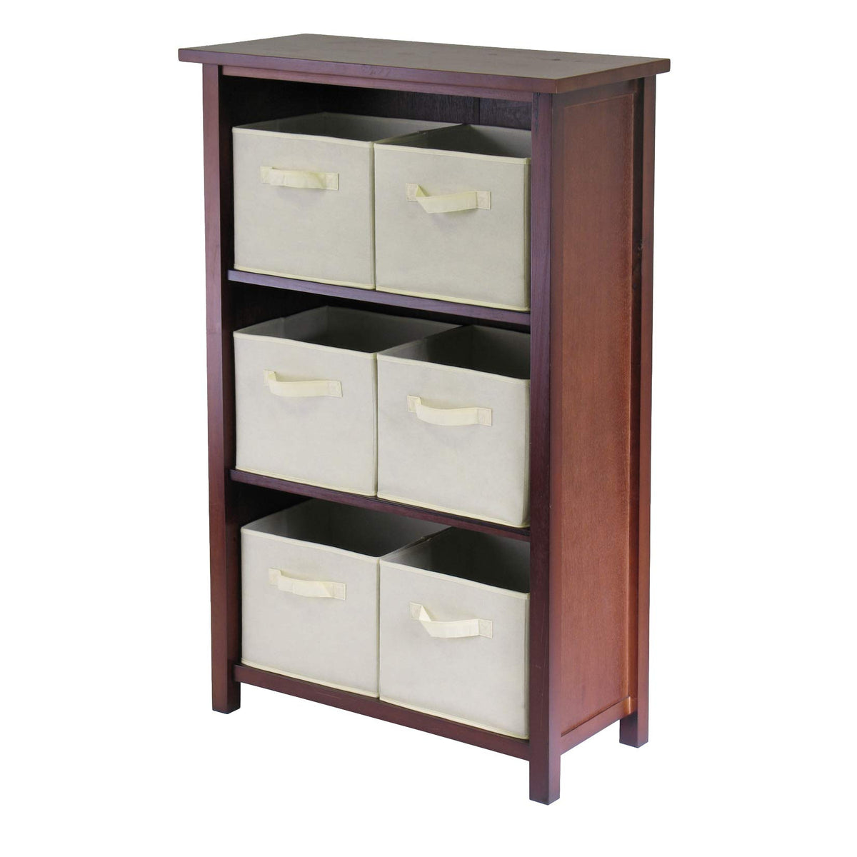 Winsome Verona Storage/Organization, 6 Small, Walnut/Beige