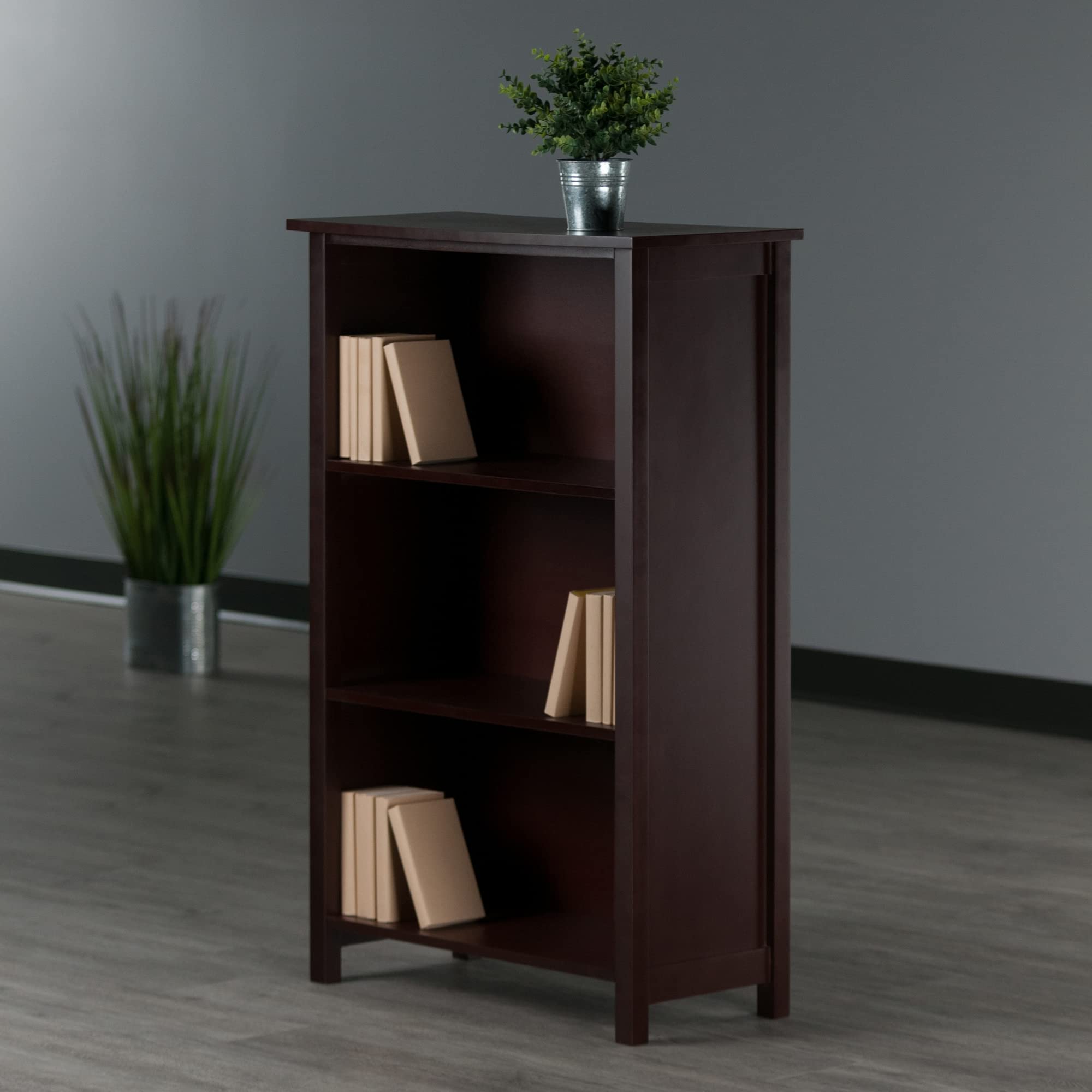 Winsome Wood Milan Shelving, Long, Antique Walnut