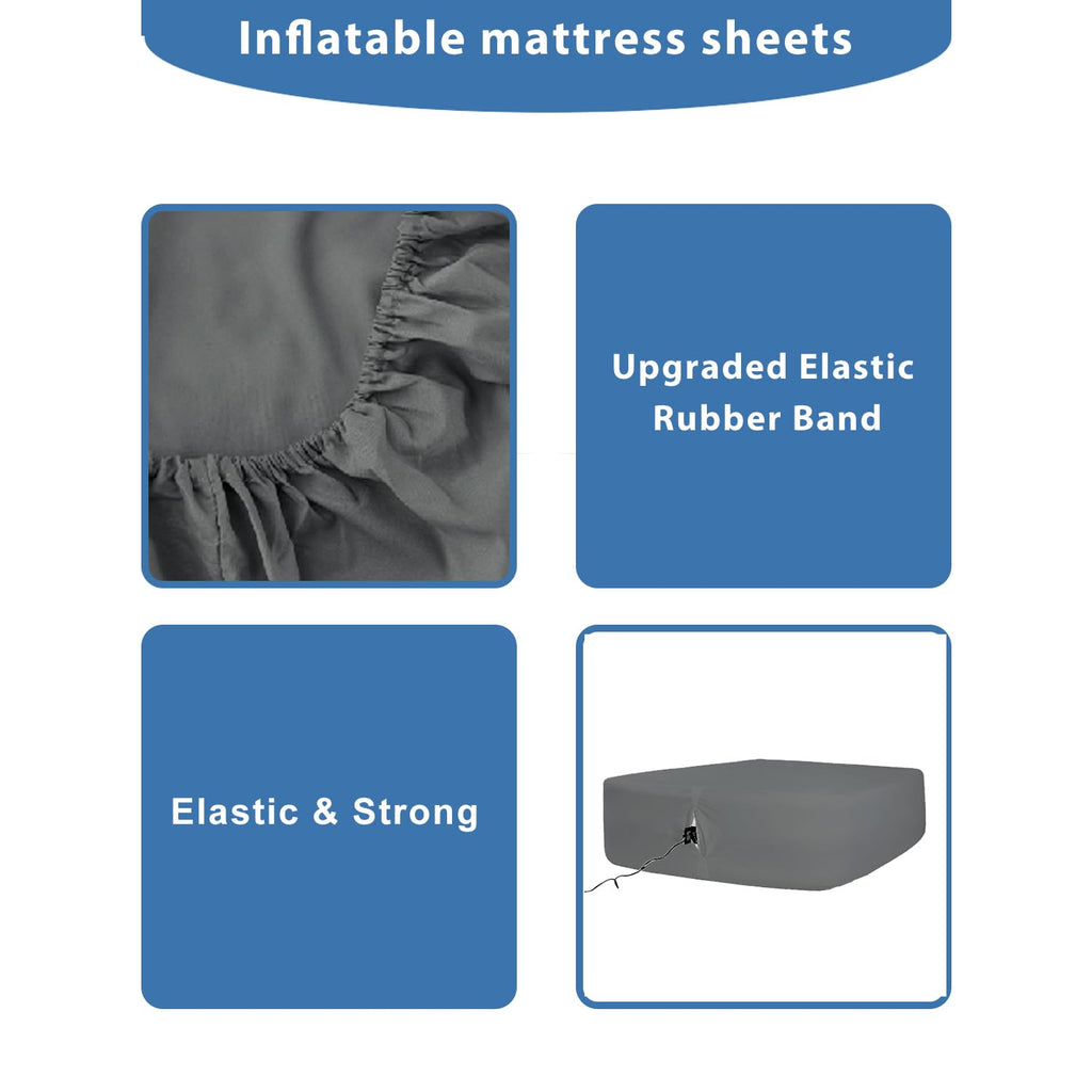 Bedecor Air Bed Sheets For Mattress Cover Removable Bed And Elastic Band Super Soft And Breathable & Deep Up To 21'' Dark Gray T