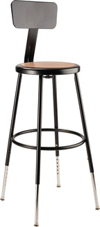 National Public Seating 24" Adjustable Steel Stool With Backrest, Black (6224Hb-10)