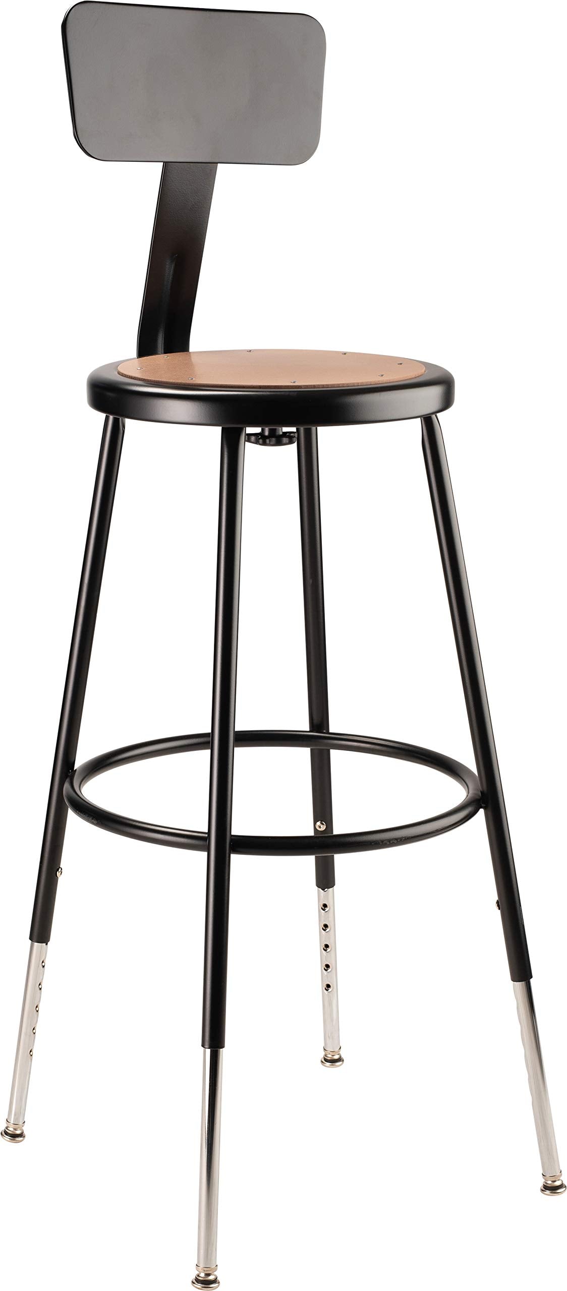 National Public Seating 24" Adjustable Steel Stool With Backrest, Black (6224Hb-10)