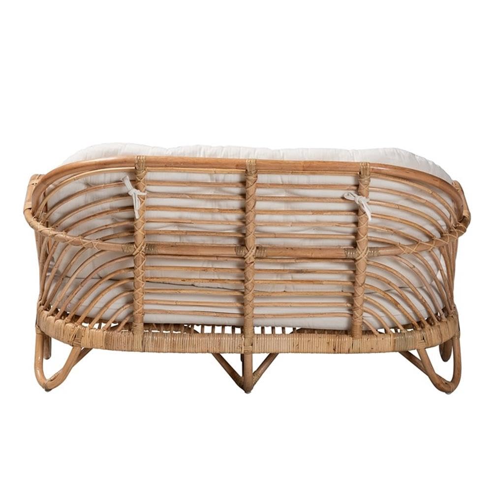 Baxton Studio Aliane Modern Bohemian Natural Brown Antique Rattan Loveseat Natural BrownMaterial