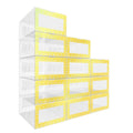 GTYOPR Large 12 PCS Shoe Storage Box, Shoe Cubby Organizer, Transparent Plastic Stackable Shoe Storage for Wardrobes, Sports Spa