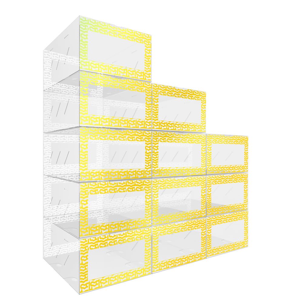 GTYOPR Large 12 PCS Shoe Storage Box, Shoe Cubby Organizer, Transparent Plastic Stackable Shoe Storage for Wardrobes, Sports Spa