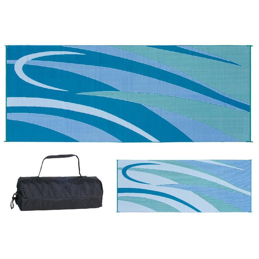 Ming'S Mark Gc3 Stylish Camping Reversible Graphic Patio Mat - 8' X 20', Blue/Green