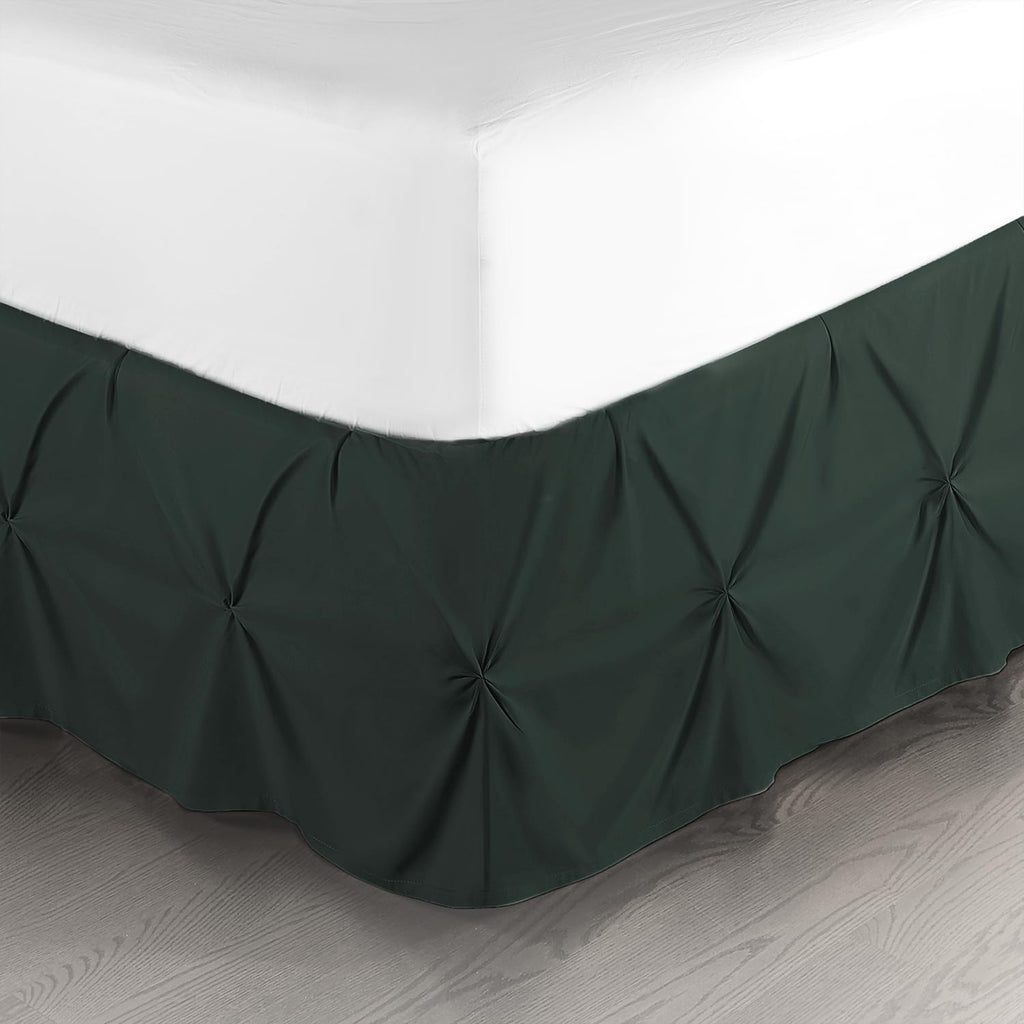 Nestl Forest Green Bed Skirt Cal King Size, Pinch Pleat Cal King Bed Skirt, 14' Drop Cal King Bedskirt, Hotel Quality Bed Skirts, Microfiber Bedskirt For Cal King Bed, Forest Green Cal King Bed Skirt