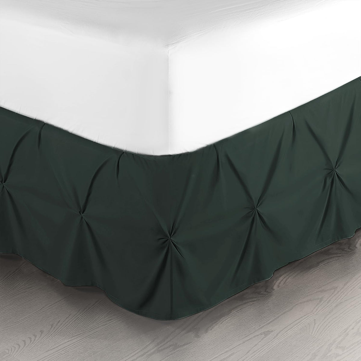 Nestl Forest Green Bed Skirt King Size, Pinch Pleat King Bed Skirt, 14' Inch Drop King Bedskirt, Hotel Quality Forest Green Bed