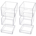 6 Pcs Acrylic Display Risers Acrylic Boxes Acrylic Display Nesting Cubes 5 Sided with Hollow Bottoms Display Stand Shelf for Cos