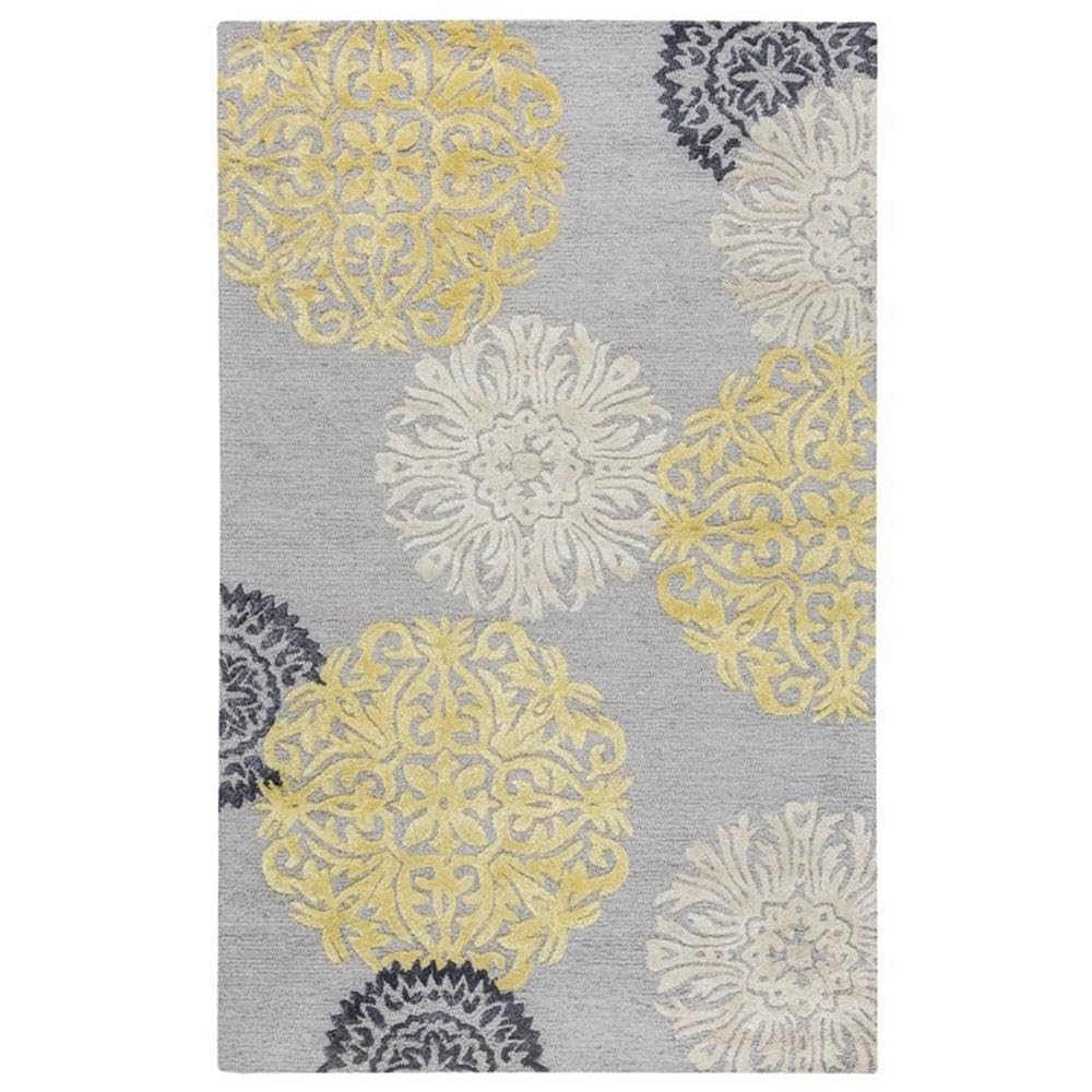 Milan 3' X 5' Medallion Yellow/Gray/Rust/Blue Hand-Tufted Area Rug