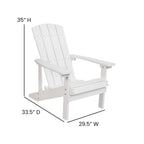 Flash Furniture Charlestown Commercial Grade Indoor/Outdoor Adirondack Chair, Weather Resistant Durable Poly Resin Deck and Patio Seating, White