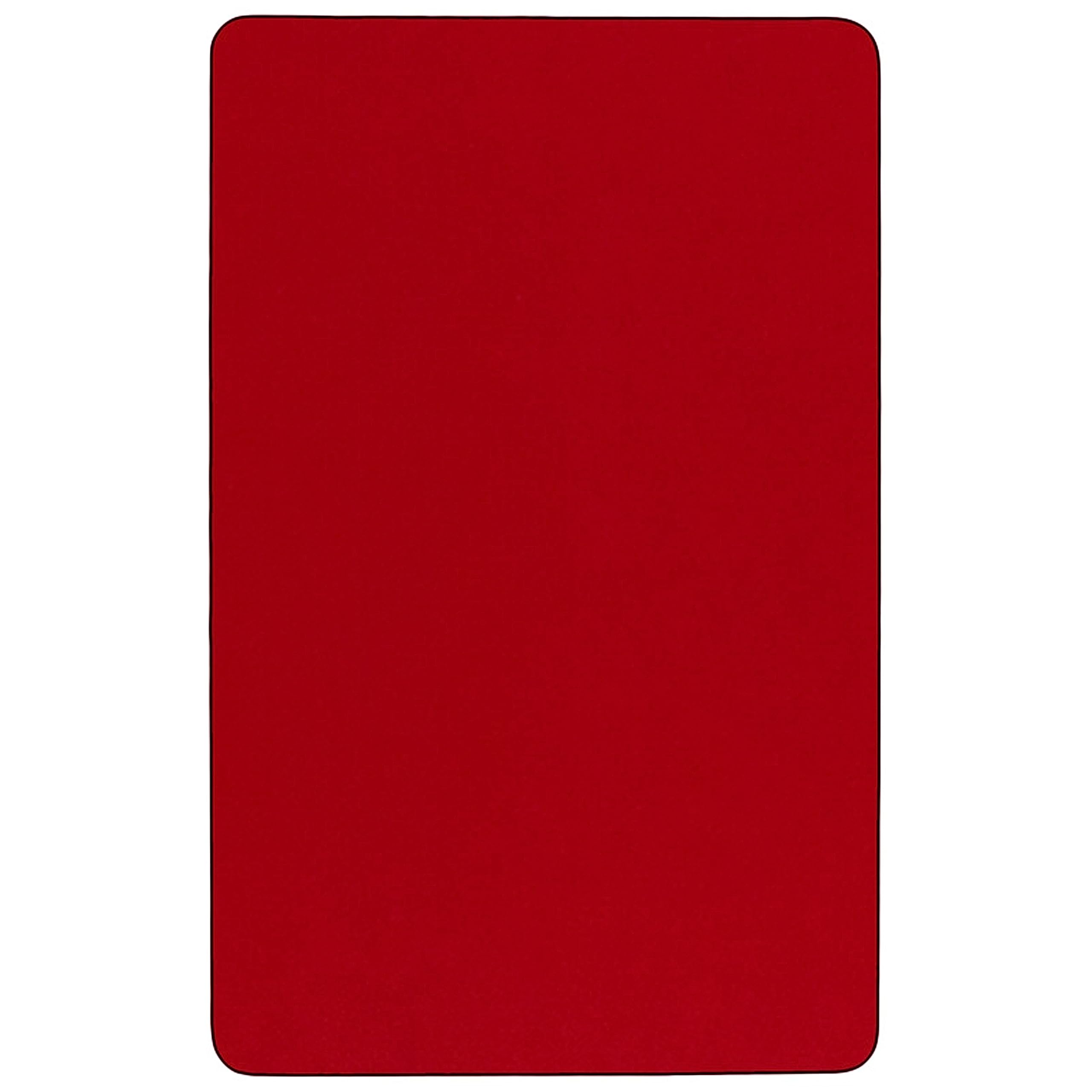 Flash Furniture Wren 30''W x 60''L Rectangular Red Thermal Laminate Activity Table - Height Adjustable Short Legs