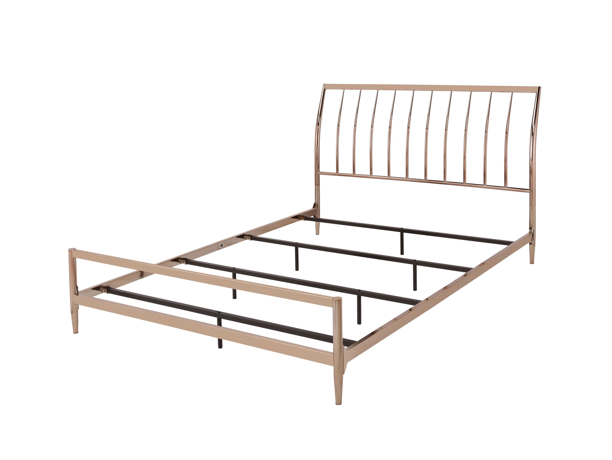 Acme Marianne Queen Metal Frame Sleigh Bed in Copper and Rose Gold