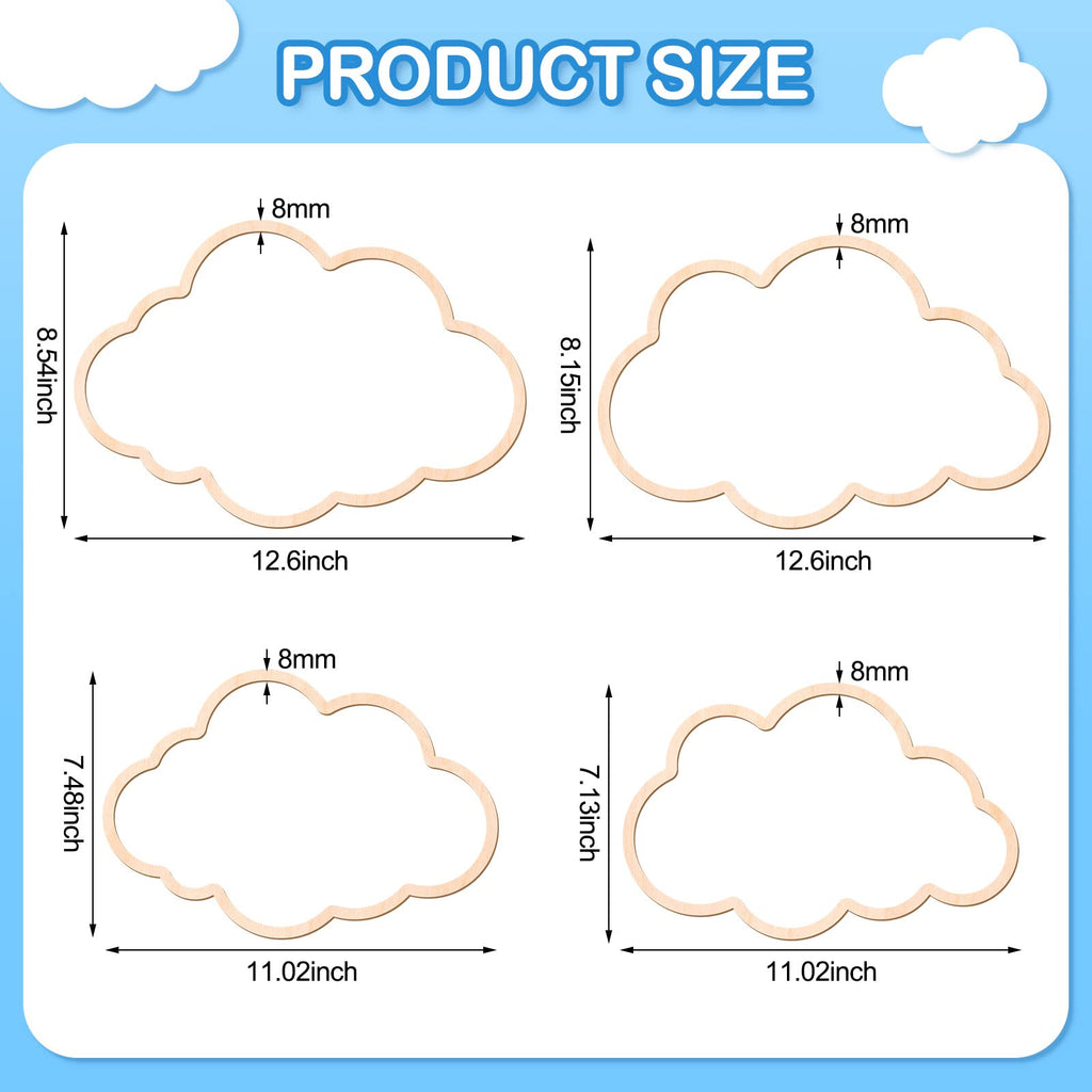 Kathfly 4 Pieces Boho Baby Nursery Wall Decor Wooden Cloud Sun Rainbow Heart Wall Hanging Art Decor For Home Nursery Children Ba
