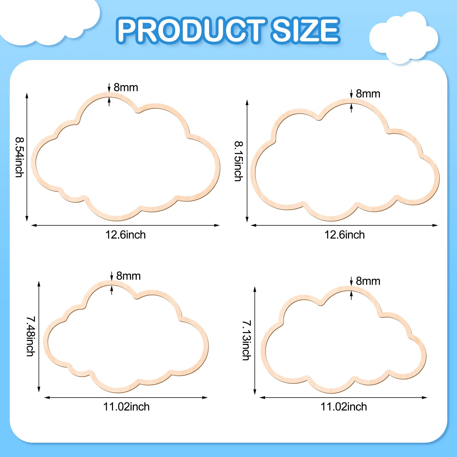 Kathfly 4 Pieces Boho Baby Nursery Wall Decor Wooden Cloud Sun Rainbow Heart Wall Hanging Art Decor For Home Nursery Children Ba