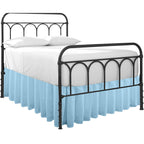 Ruffled Bed Skirt With Split Corners-Dust Ruffle - 14'' Drop 100% Microfiber Soft,Sheen & Luxurious Look - Bed Skirts (Light Blu