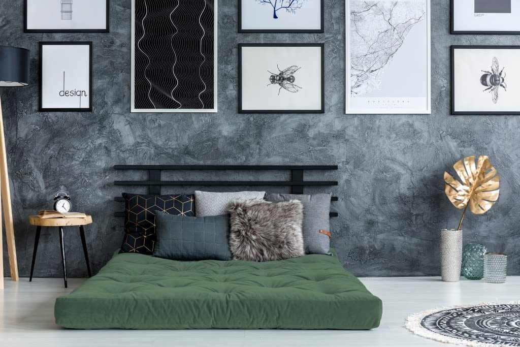 HomeRoots Polyester 8' Green Double Poly Full Futon Mattress