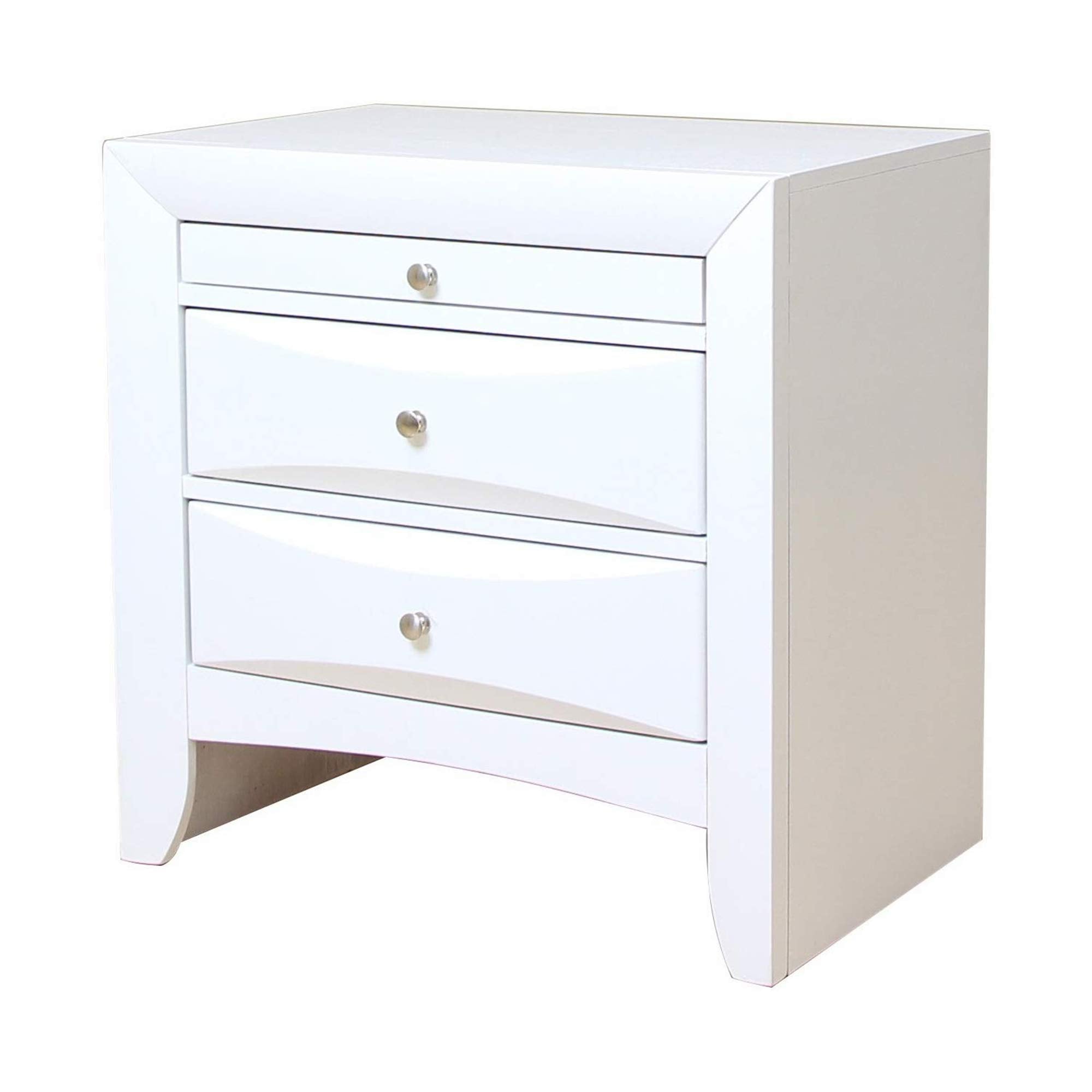 Benzara Contemporary Wooden Nightstand With Drawers, White