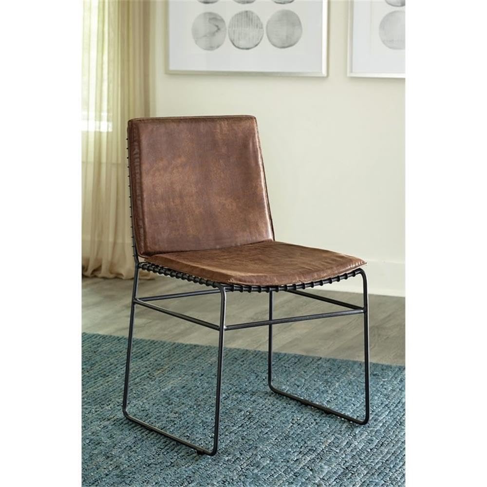 Coaster Home Furnishings Sherman Upholstered Antique Brown and Matte Black (Set of 2) Side Chair (192502)