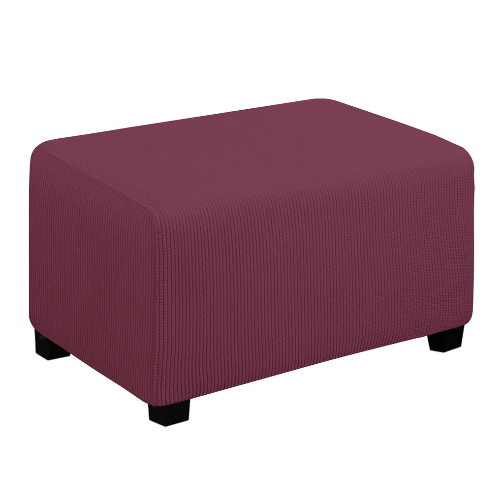 Easy-Going Stretch Ottoman Cover Folding Storage Stool Furniture Protector Soft Rectangle Slipcover With Elastic Bottom(Ottoman Small,Coffee)