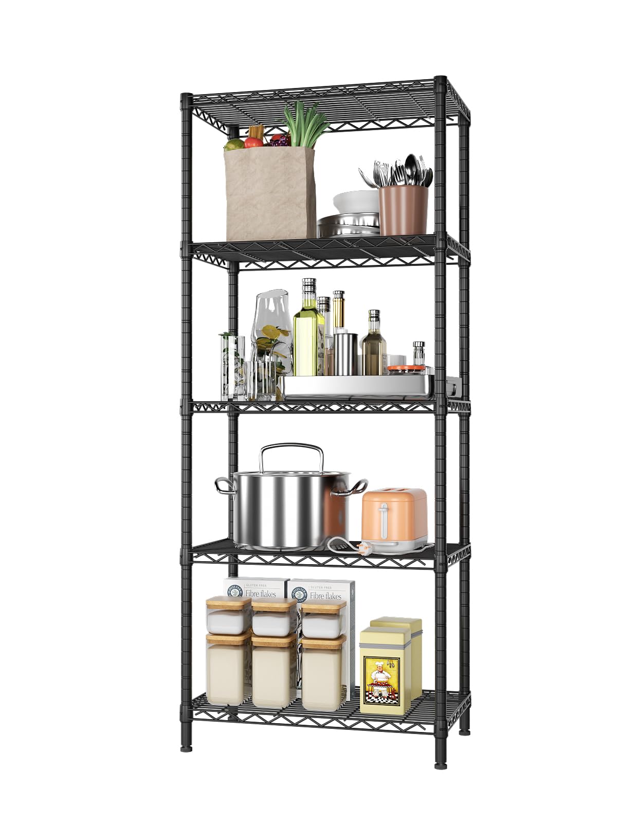Singaye 5 Tier Storage Rack Wire Shelving Unit Storage Shelves Metal For Kitchen Laundry Pantry Closet 1000 Lbs Capacity 23.6''