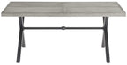 Crosley Furniture Otto 6-Person Rectangular Outdoor Dining Table with Umbrella Hole for Outside Patio, Matte Black with Gray Tabletop