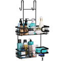HapiRm Hanging Shower Caddy Over the Door with 14 Hooks and Soap Holder, No Drilling Adhesive Shower Storage, Rustproof & Waterp